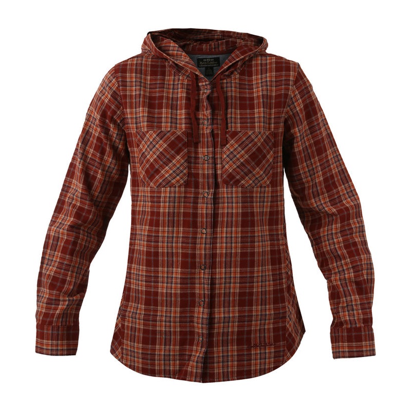 Women’s Hooded Flannel Shirt – Brick Red