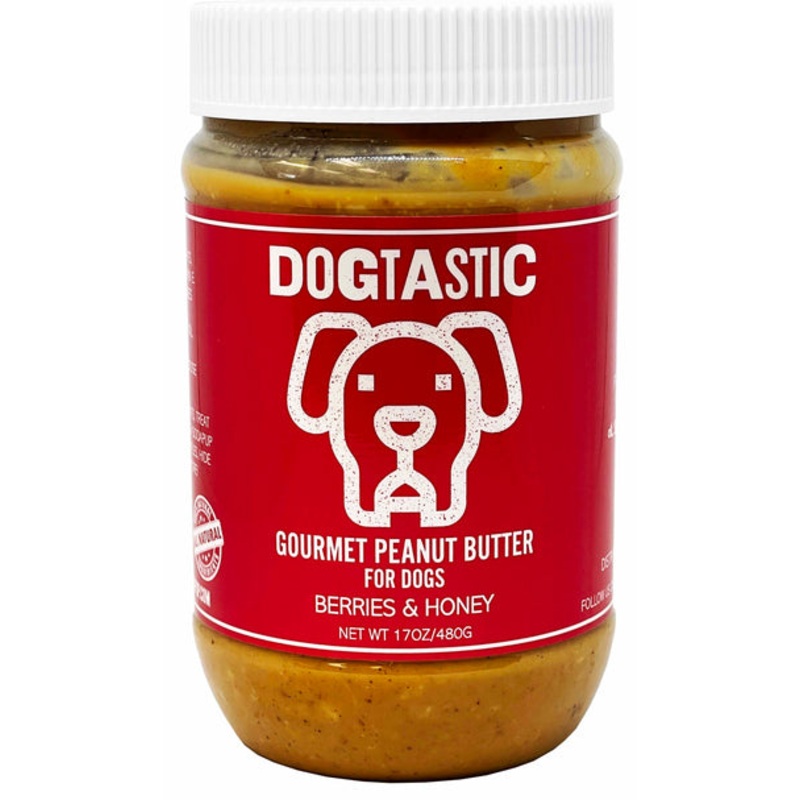 Dogtastic Gourmet Peanut Butter for Dogs – Berries & Honey Flavor – 17oz.