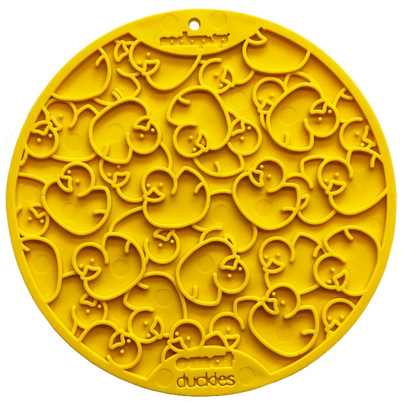 Duckies Design Lick Mat with Suction Cups – Yellow