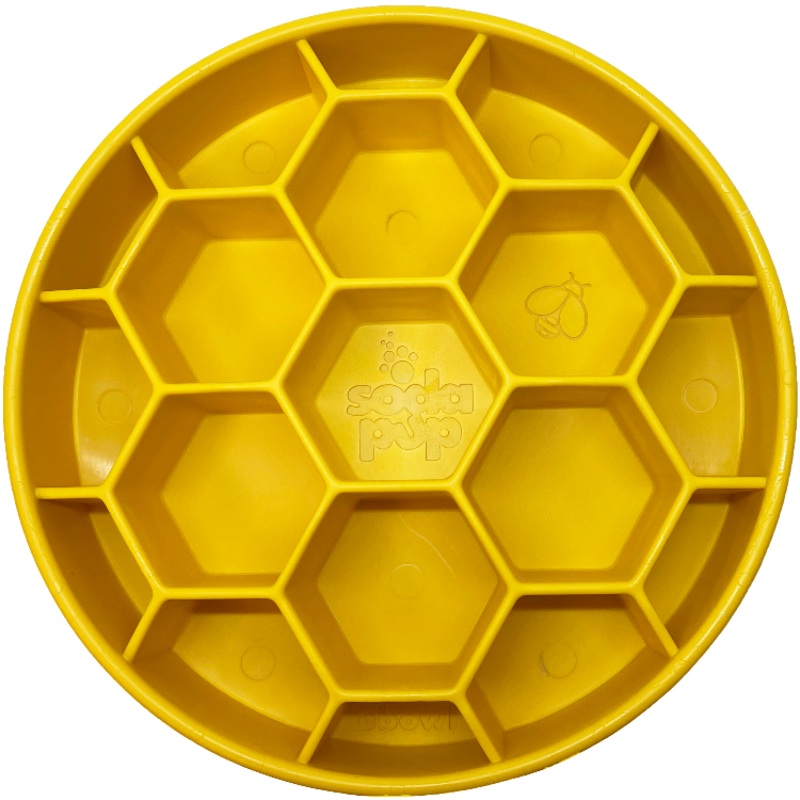 Honeycomb Design Slow Feeder Bowl for Dogs – Yellow