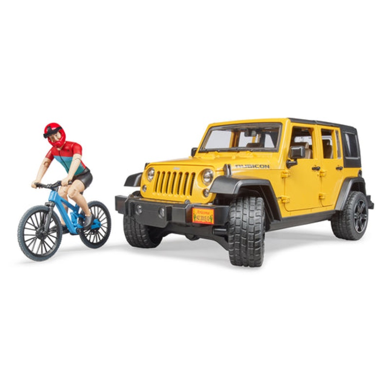 Jeep Wrangler Rubicon With Mountain Bike And Cyclist