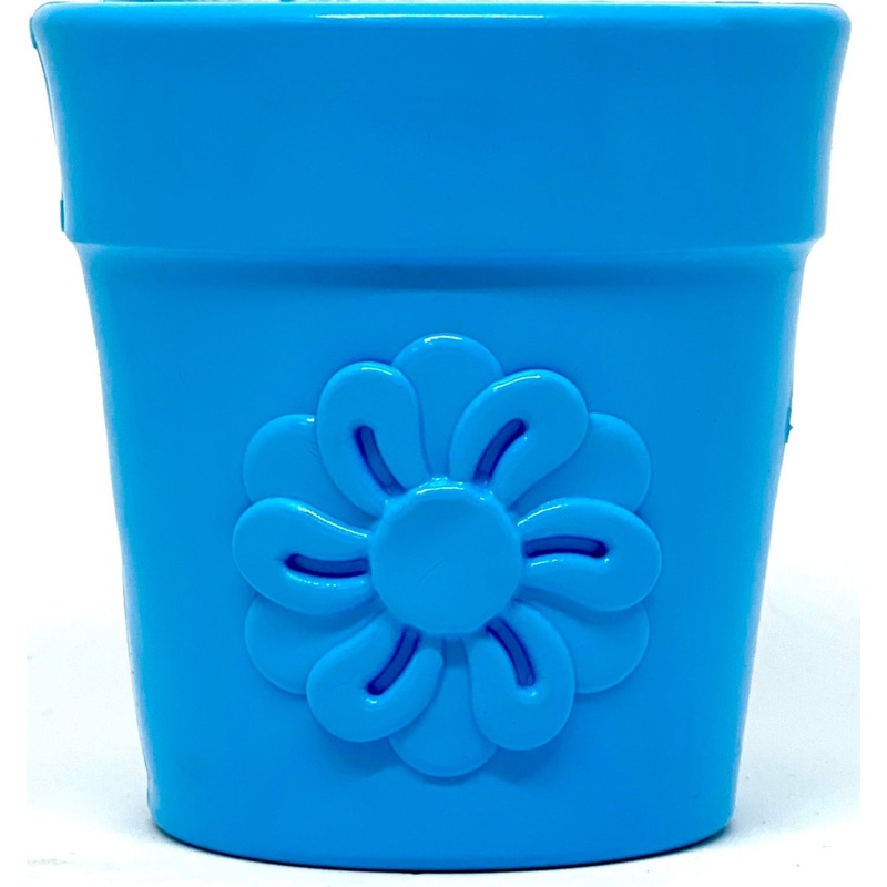 PUP-X Rubber Treat Dispenser & Enrichment Toy – Flower Pot – Blue