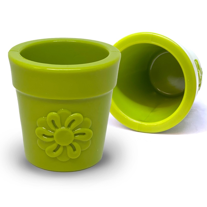 PUP-X Rubber Treat Dispenser & Enrichment Toy – Flower Pot – Green