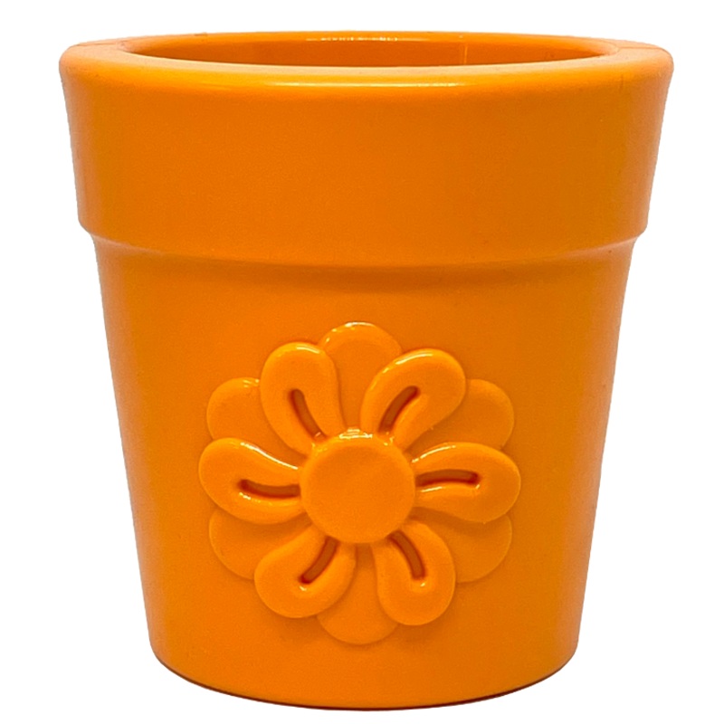 PUP-X Rubber Treat Dispenser & Enrichment Toy – Flower Pot – Orange