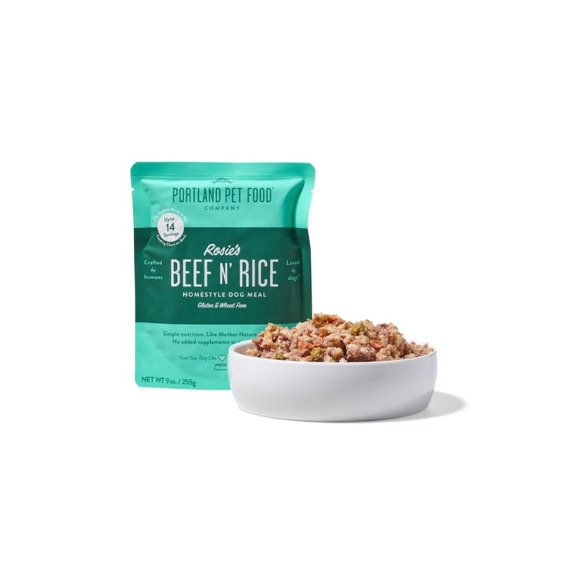 Rosie’s Beef N’ Rice Homestyle Dog Meal Pouch – 9oz