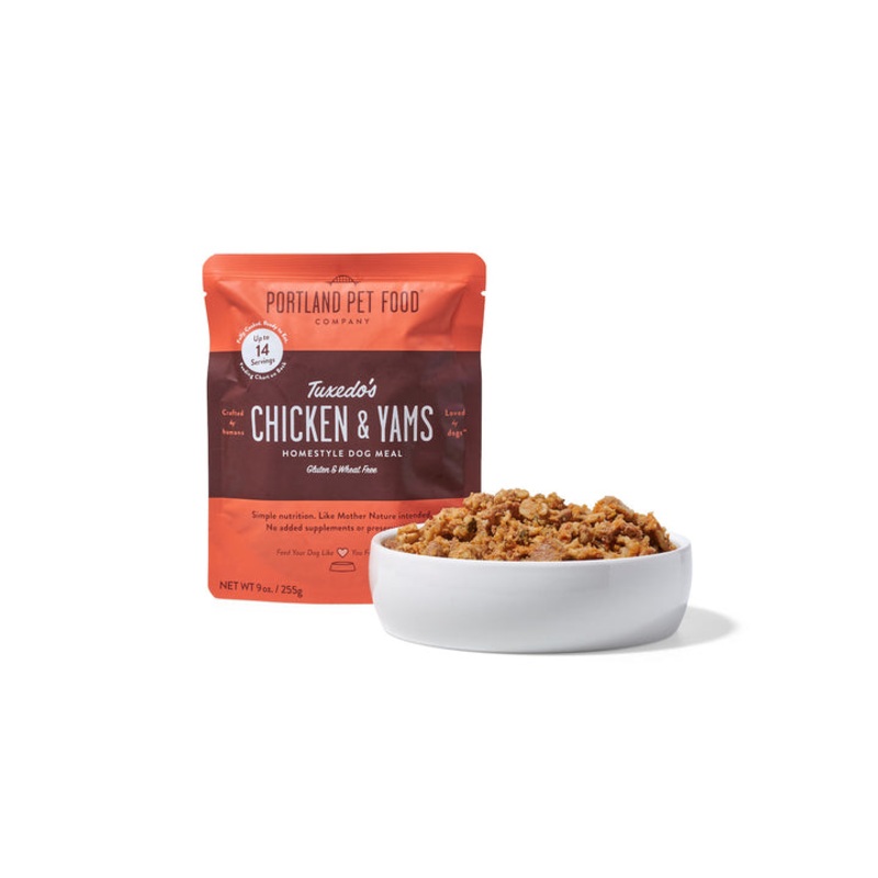 Tuxedo’s Chicken & Yams Homestyle Dog Meal Pouch – 9oz