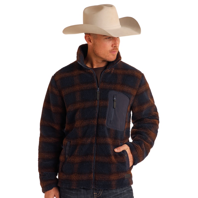 Berber Jacquard Plaid Jacket – Dark Rown