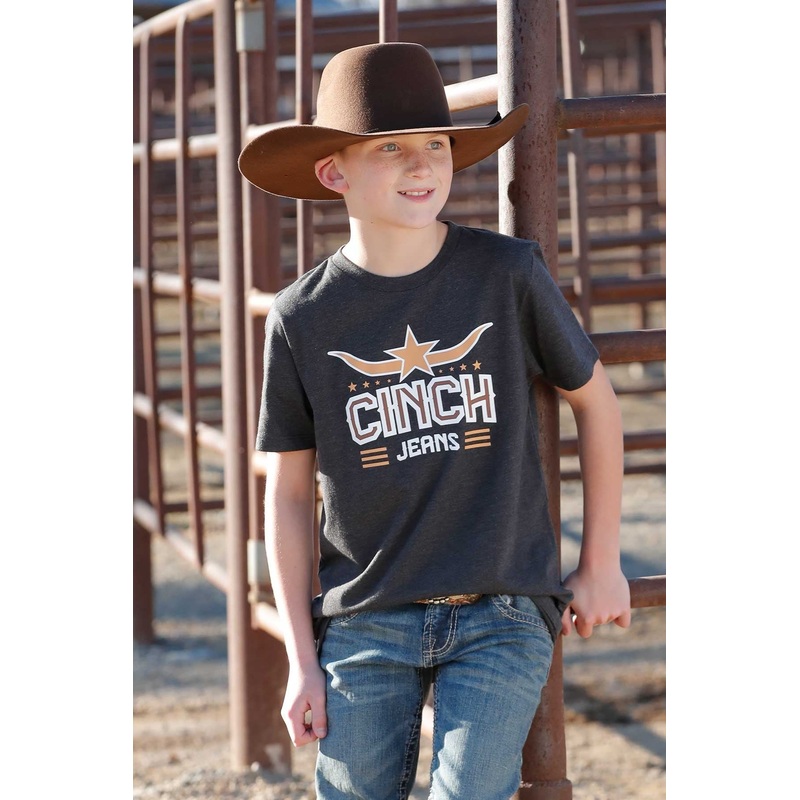 Boy’s Cinch Jeans Tee – Charcoal – (MTT7670152)