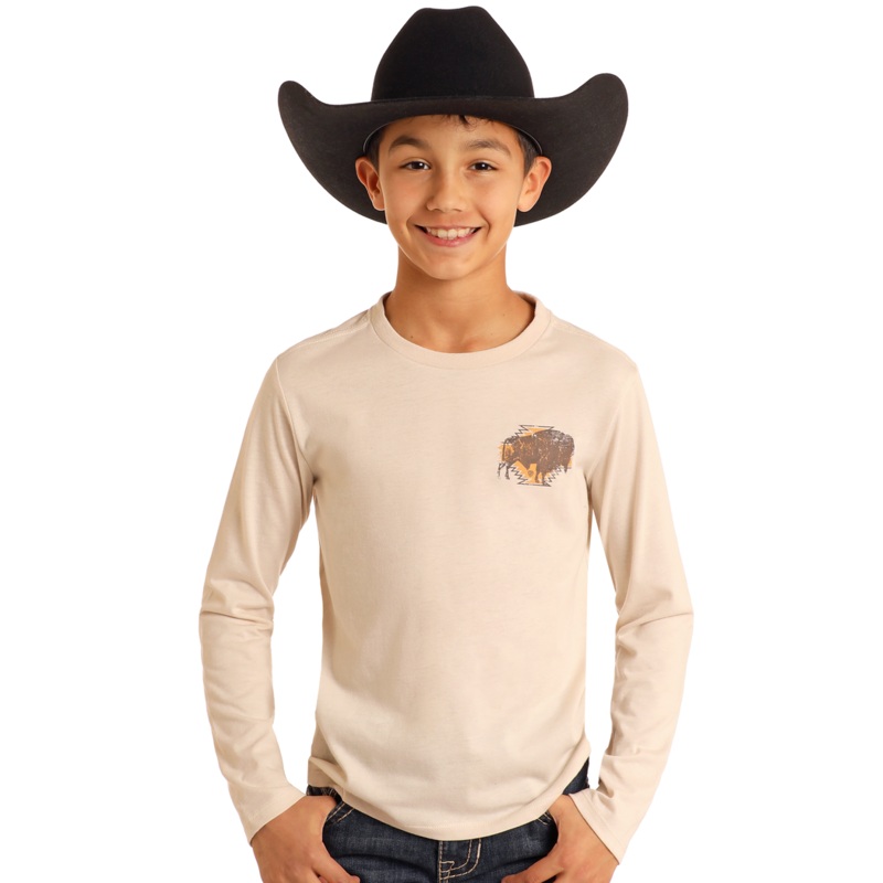 Boys’ Buffalo Graphic Long Sleeve Tee – Natural