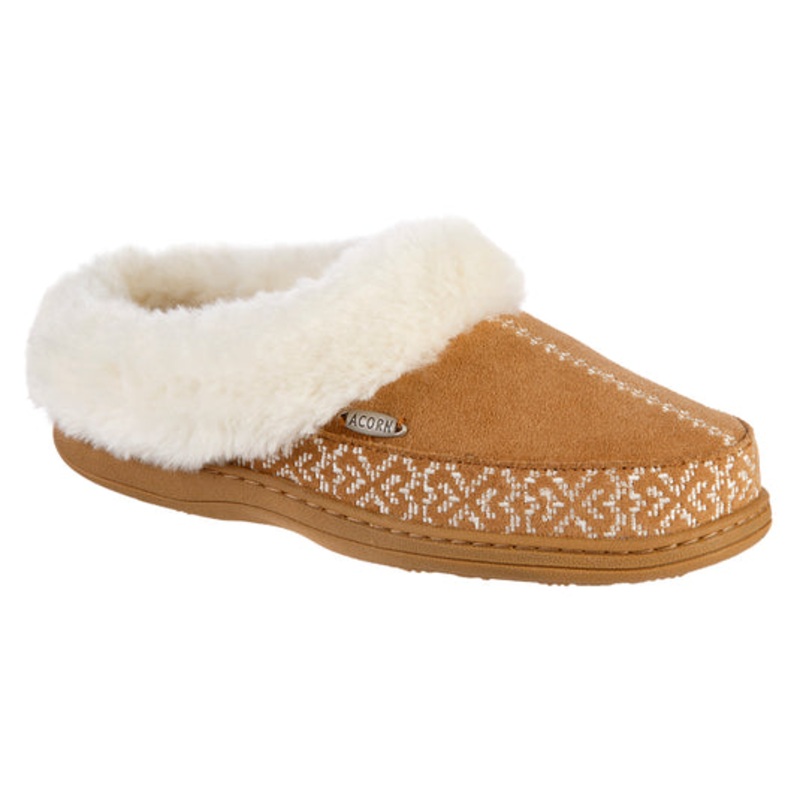 Women’s Greta Embroidered Clog Slipper with Cloud Contour Comfort – Buckskin