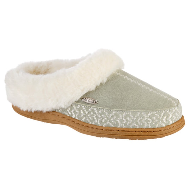 Women’s Greta Embroidered Clog Slipper with Cloud Contour Comfort – Desert Sage