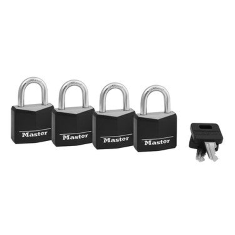 Solid Body Padlock, Covered, 1-3/16in, 4 pack