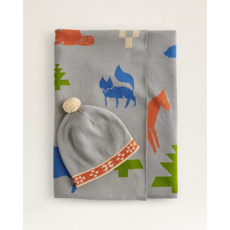Shared Path Knit Baby Blanket With Beanie