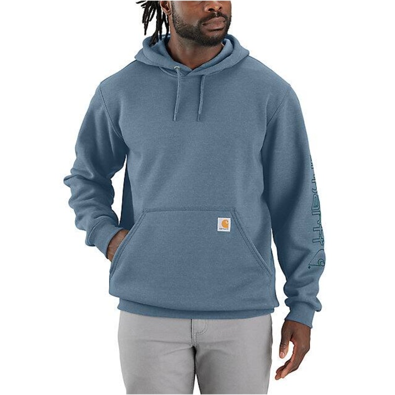 Loose Fit Midweight Logo Sleeve Graphic Hoodie – Thundercloud Heather