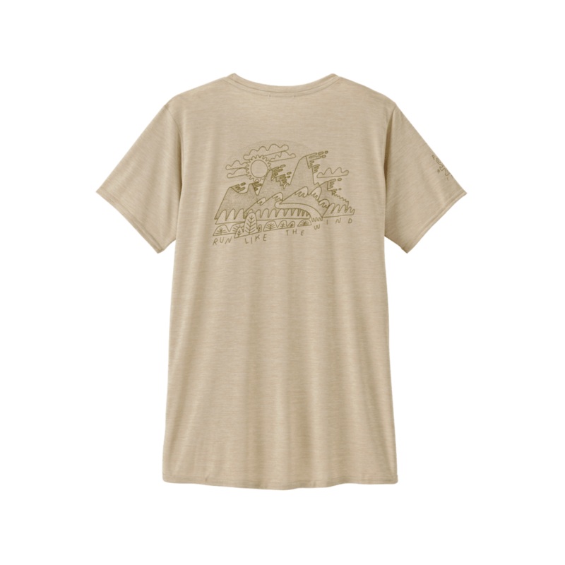 W’s Capilene Cool Daily Graphic Shirt – Lands – Wind Runner / Pumice X-Dye