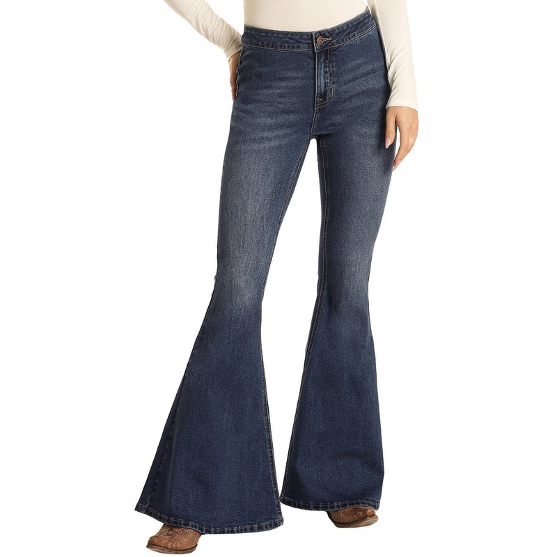 Women’s Button Bells High Rise Stretch Flare Jean