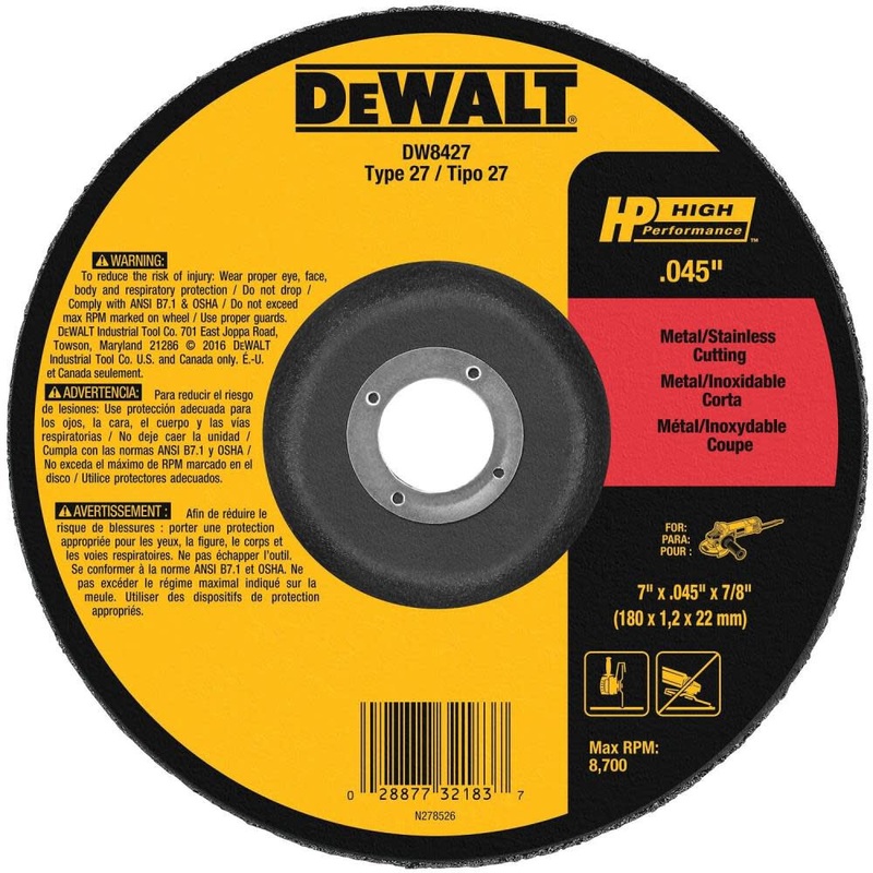 7 IN. X .045 IN. X 7/8 IN. HP Aluminum Oxide Cut-Off Wheel Type 27