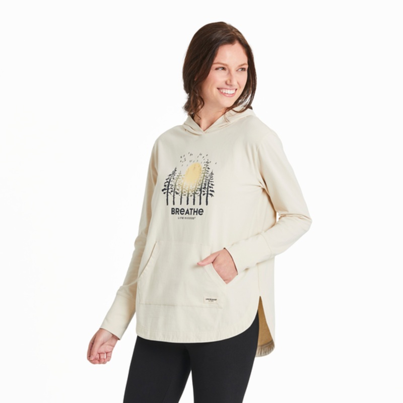 Women’s Breathe Forest Crusher-FLEX Hoodie Tunic – Putty White