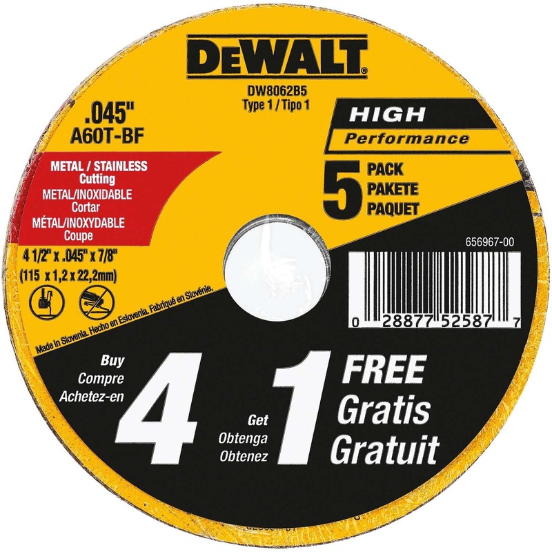 4-1/2 IN. X 0.45 IN X 7/8 IN. General Purpose Metal Cutting Wheel – 5 PACK