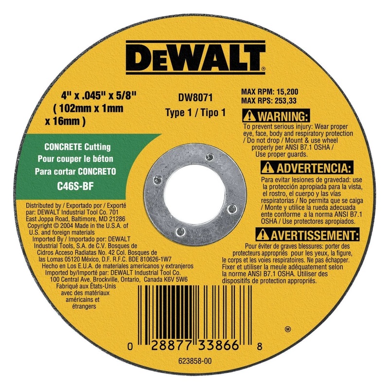 4 IN. x .045 IN. x 5/8 IN Abrasive Concrete/Masonry Cutting Wheel