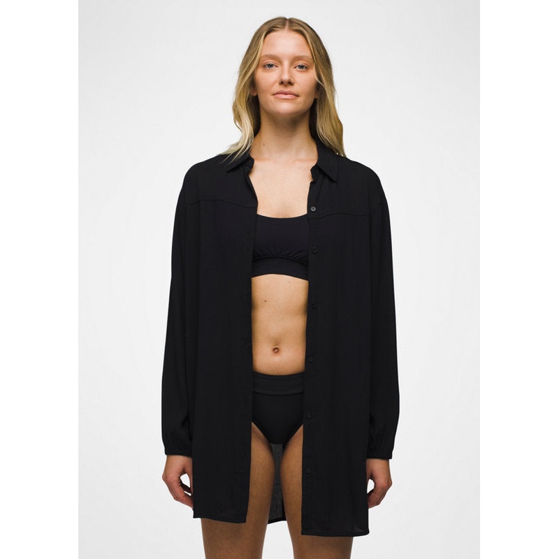 Fernie Long-Sleeve Shirt Dress – Black