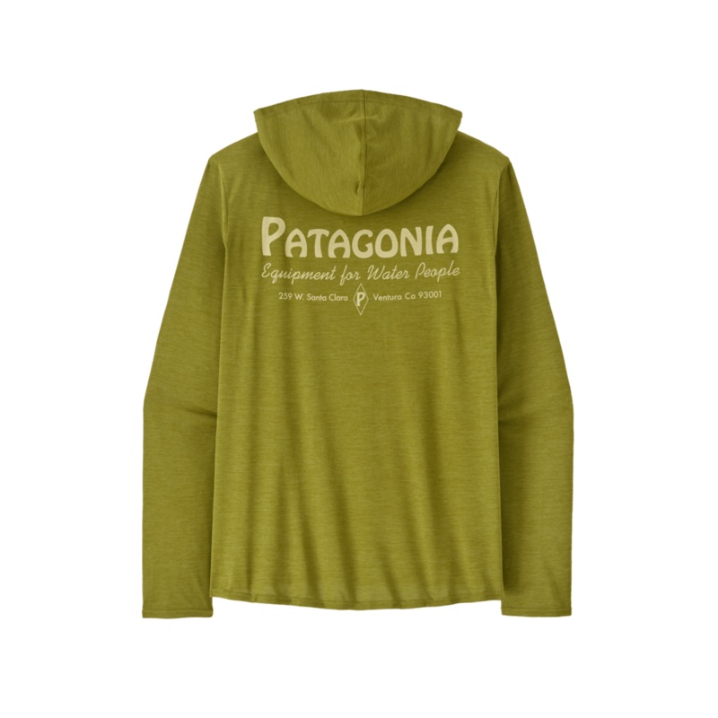 M’s Capilene Cool Daily Graphic Hoody – Water People Banner / Graze Green X-Dye