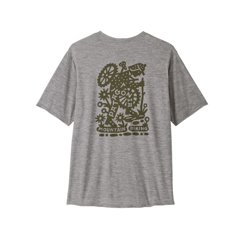 M’s Capilene Cool Daily Graphic Shirt – Lands – Hike-A-Bike / Feather Grey