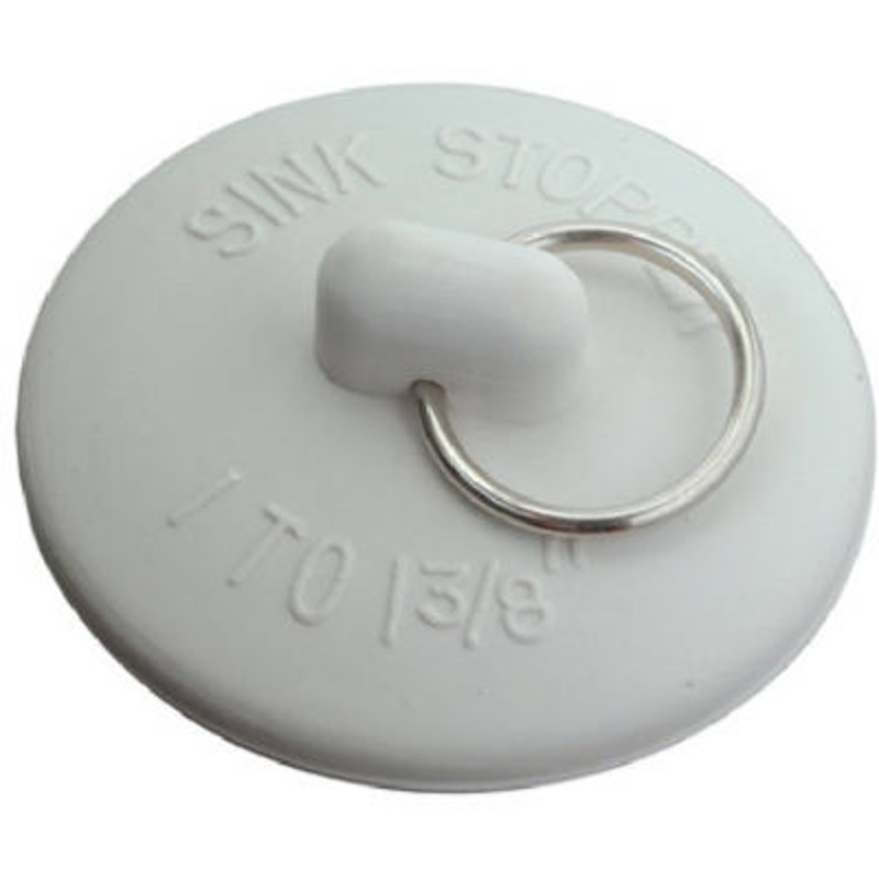 1 To 1-3/8 In. Rubber Sink Stopper With Metal Ring – White