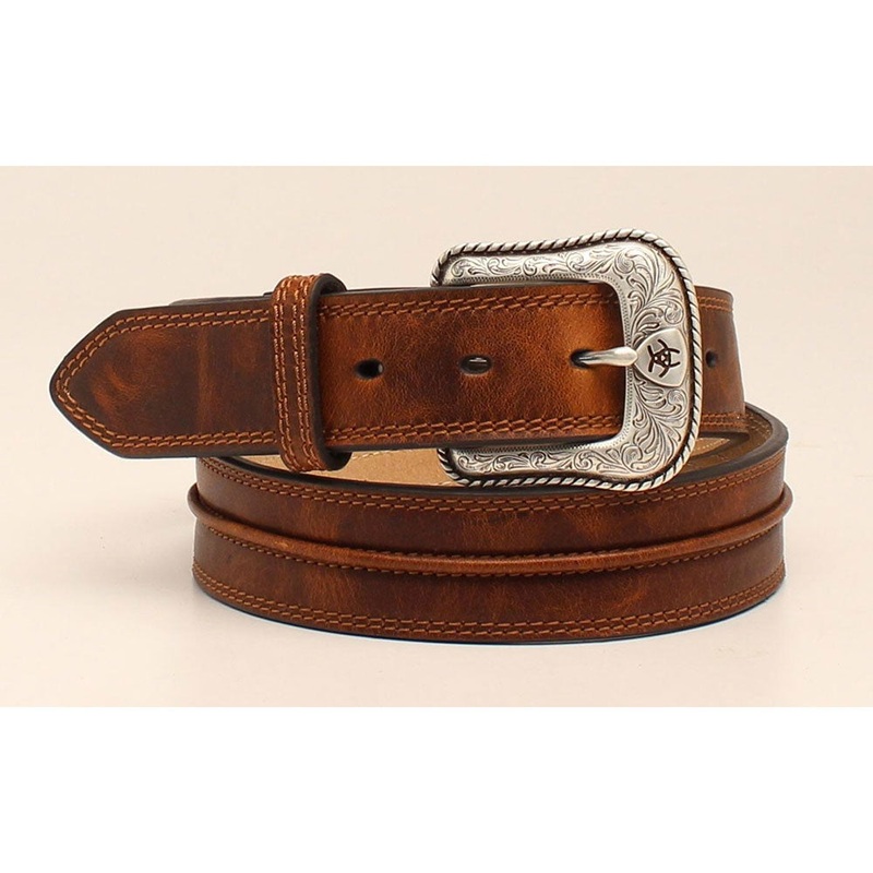 Mens Rowdy Center Leather Belt – Medium Brown