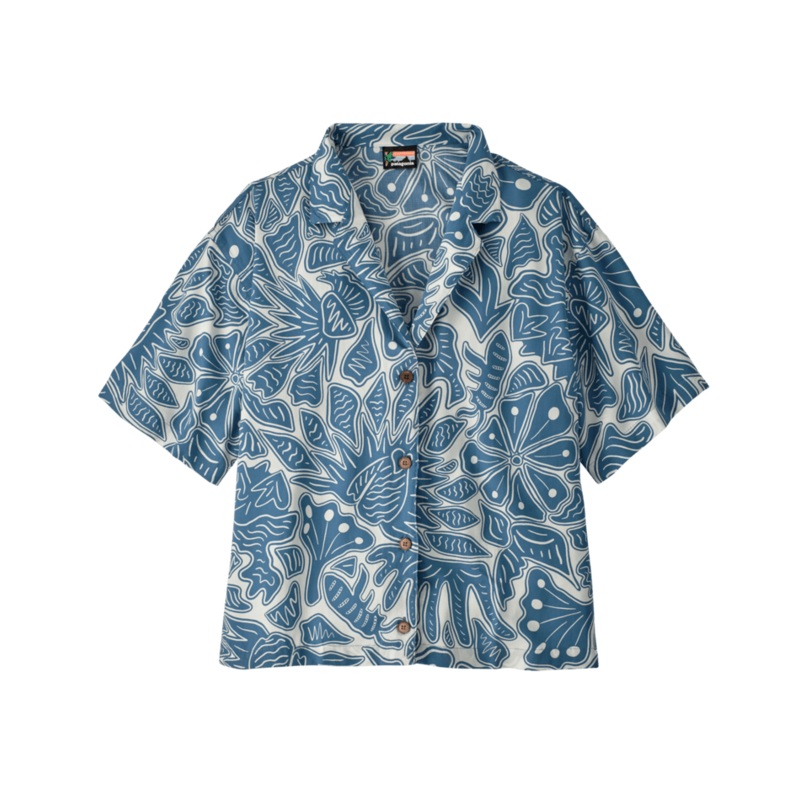 W’s Tidal Threads Shirt – Bees and Flowers / Still Blue