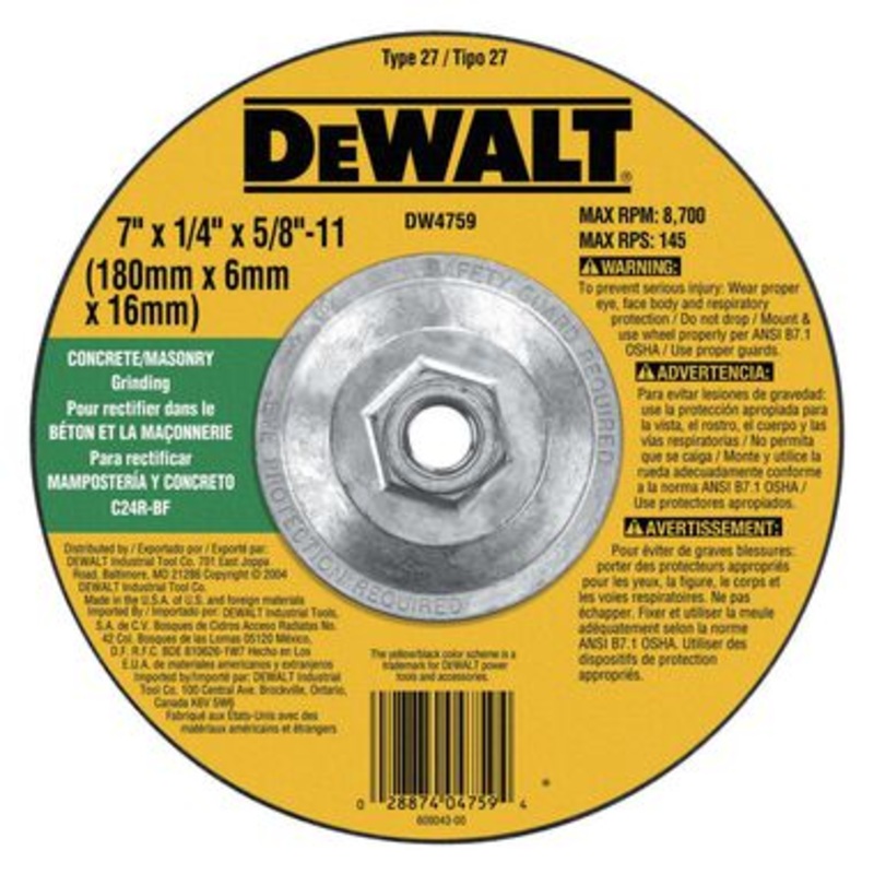 7 IN. x 1/4 IN. x 5/8 IN. to 11 Grinding Wheel