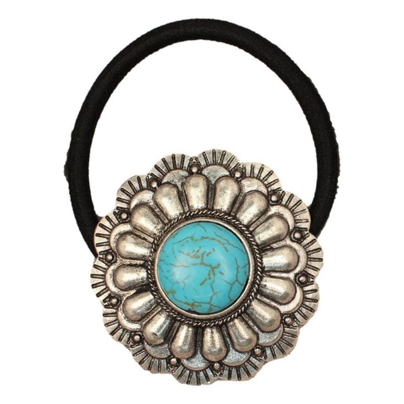 Turquoise Flower Concho Hair Tie