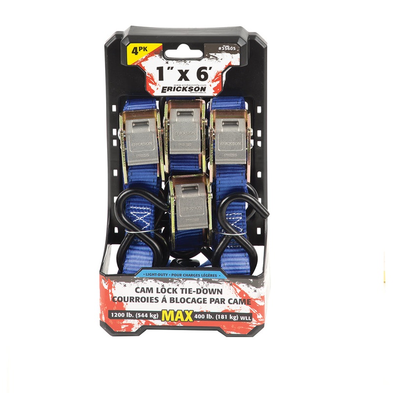 4PK 1 x 6  1200 lb Cam Lock Tie-Downs