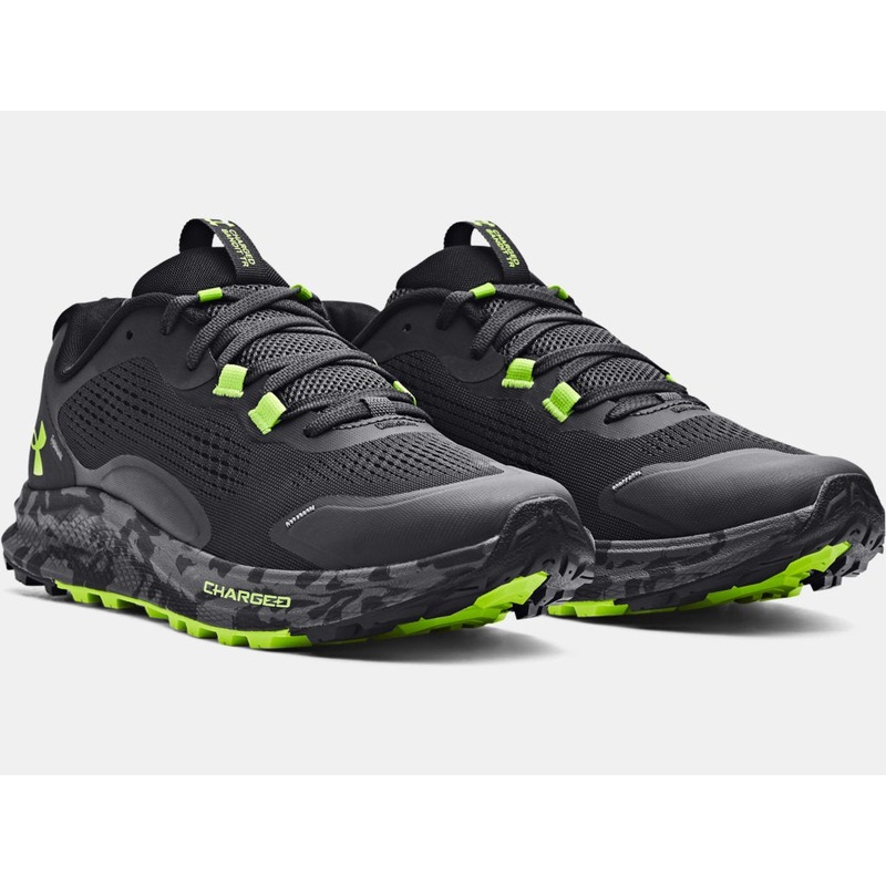 Men’s UA Charged Bandit Trail 2 Running Shoe – Jet Gray/Black/Lime Surge