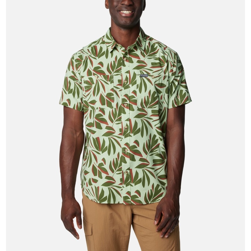 Men’s Utilizer Printed Woven Short Sleeve – Sage Leaf Areca