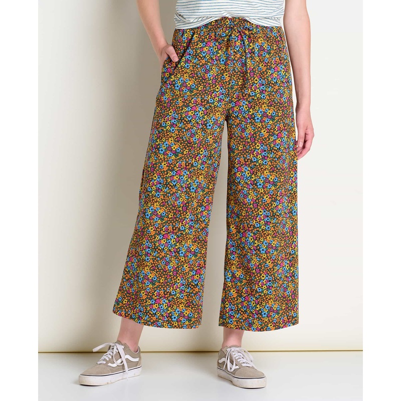 Women’s Sunkissed Wide Leg Pant II – Black Micro Floral Print