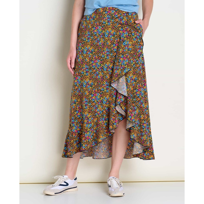 Women’s Sunkissed Wrap Skirt – Black Micro Floral