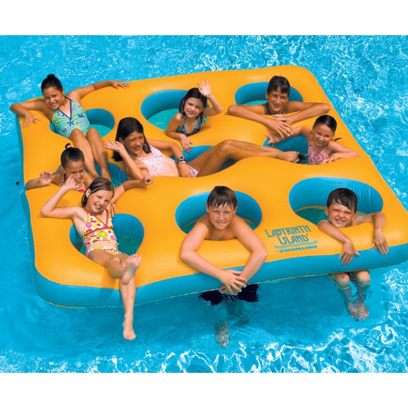 Labyrynth Island Raft|Blue/orange|92X92IN 650LB
