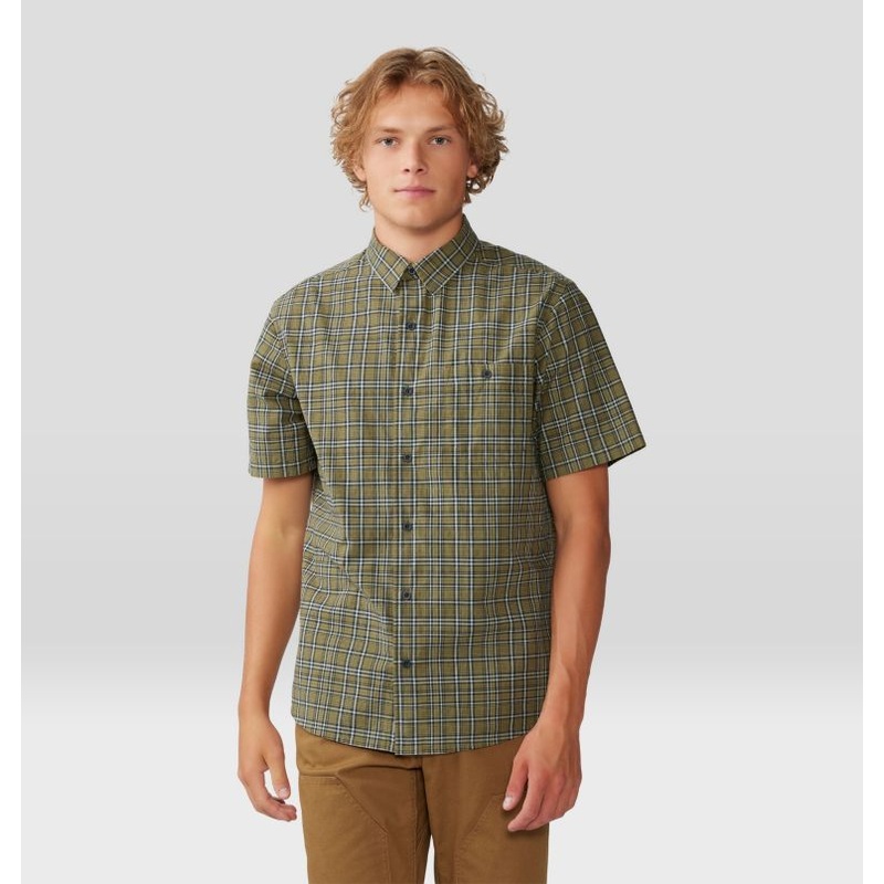 Men’s Big Cottonwood Short Sleeve Shirt – Combat Green Canopy Plaid