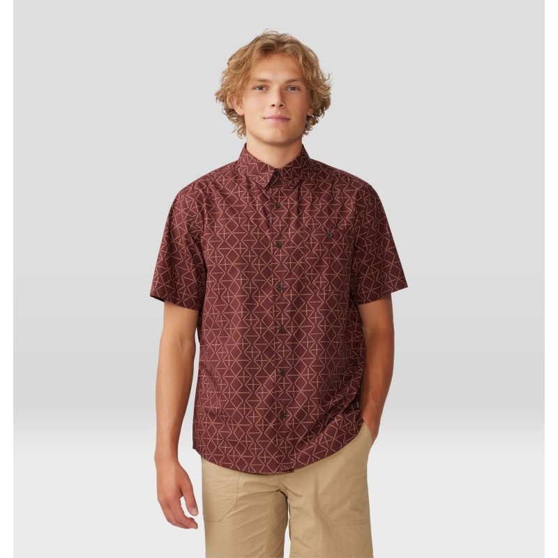 Men’s Big Cottonwood Short Sleeve Shirt – Washed Raisin Dot Geo Print
