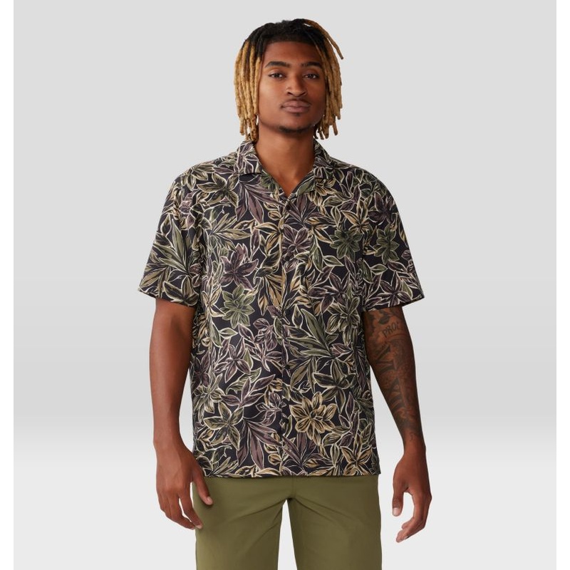 Men’s Trail Sender Camp Shirt – Black Floral Print