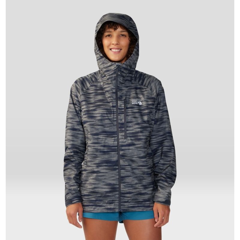 Women’s Stretch Ozonic Jacket – Dark Zinc Frequency Print