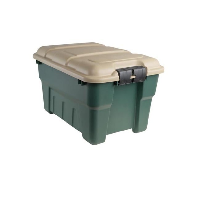 14 Gallon Lock N Stor Tote with Lid – Green & Tan