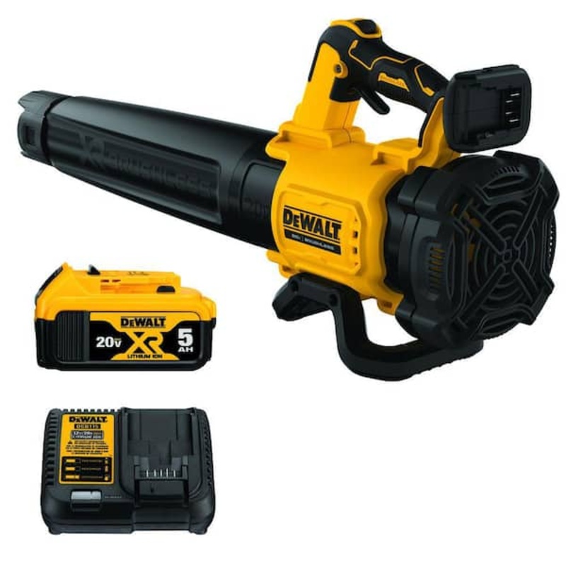 20V MAX 125 MPH 450 CFM Brushless Cordless Battery Powered Blower Kit – 5 Ah Battery & Charger