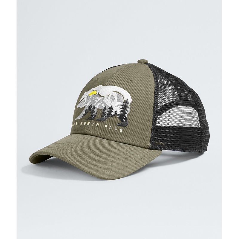 Embroidered Mudder Trucker Hat – New Taupe Green/Bear Graphic
