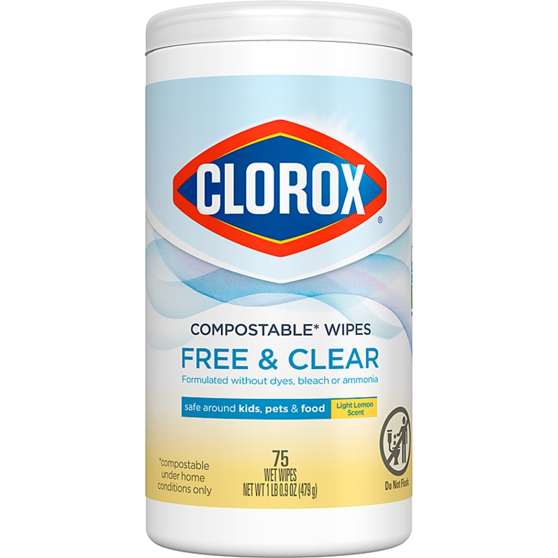 Free & Clear Compostable Cleaning Wipes – Light Lemon Scent