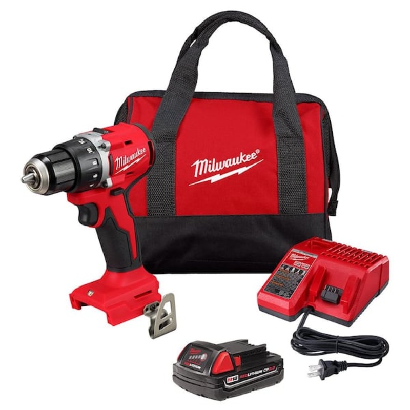 M18 18V Lithium-Ion Brushless Cordless 1/2 in. Compact Drill/Driver Kit – Battery, Charger & Tool Bag