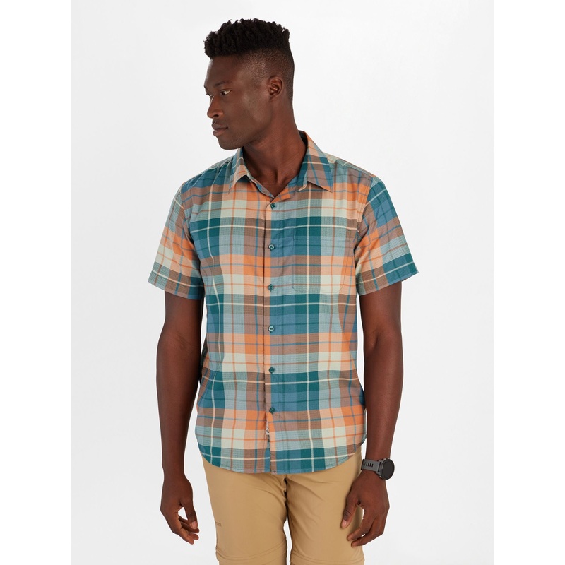 Men’s Aerobora Novelty Short-Sleeve Shirt – Dark Jungle Wayland Plaid