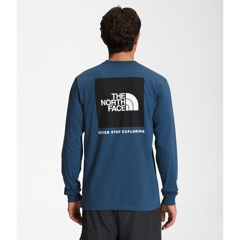 Men’s Long-Sleeve Box NSE Tee – Shady Blue/TNF Black