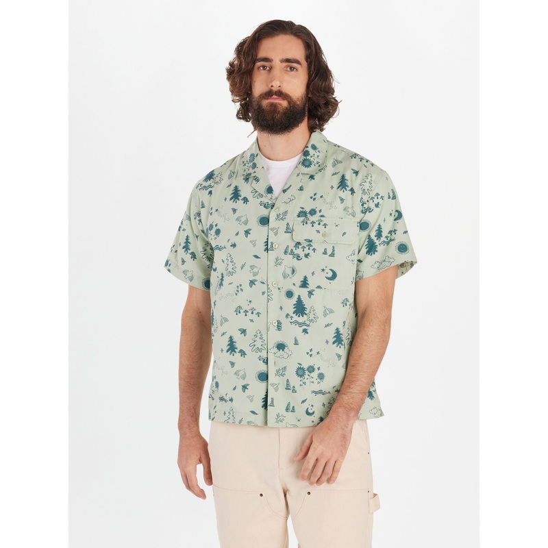 Men’s Muir Camp Collar Novelty Short Sleeve Shirt – Frosty Green Trail Mix